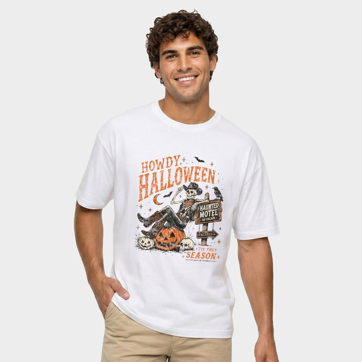 Howdy Halloween Skeleton - Men's Garment Dyed Graphic T-Shirt