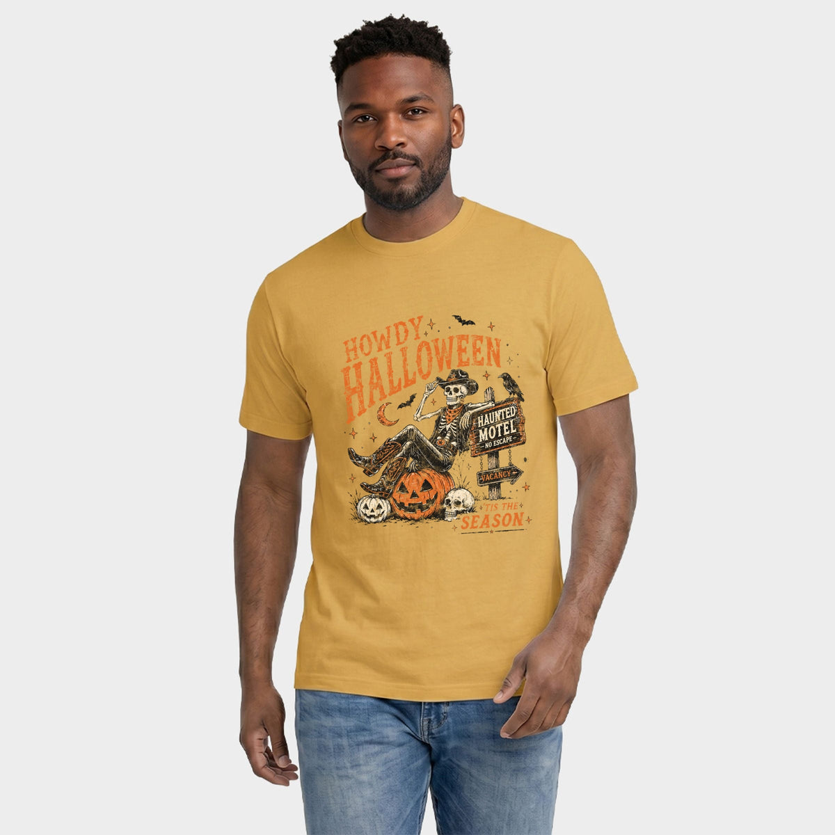 Howdy Halloween Skeleton - Men's Garment Dyed Graphic T-Shirt