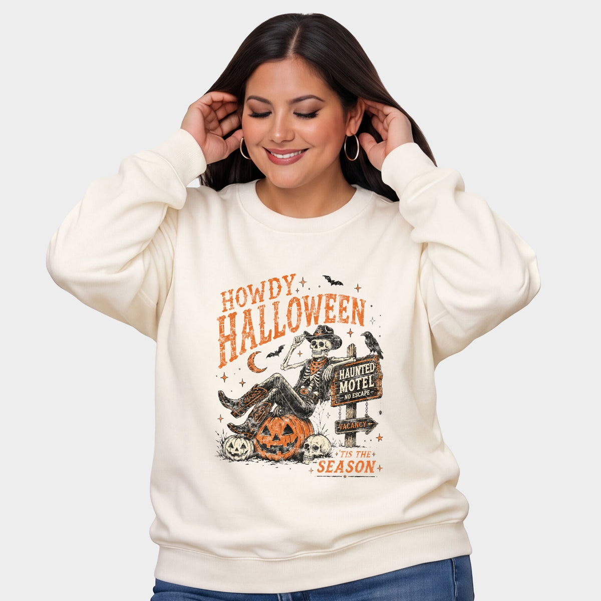 Howdy Halloween Skeleton -  Women's Plus Sized Graphic Sweatshirt