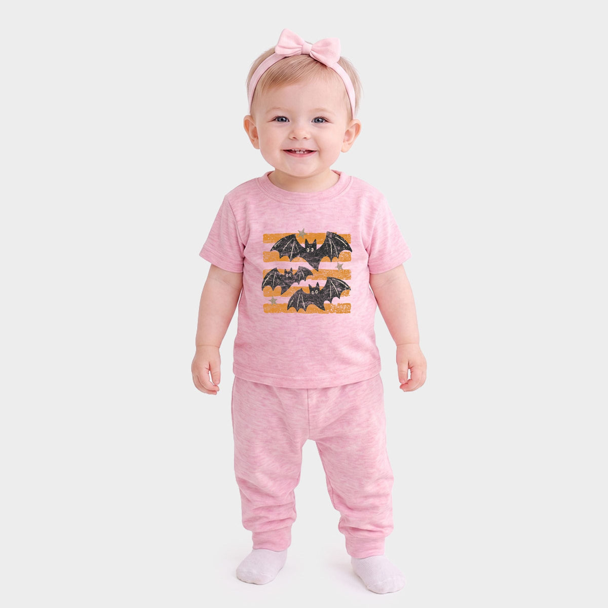 Bats Orange Stripes - Infant Jogger Pant Crew Set