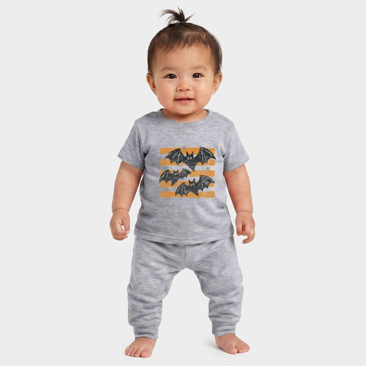 Bats Orange Stripes - Infant Jogger Pant Crew Set