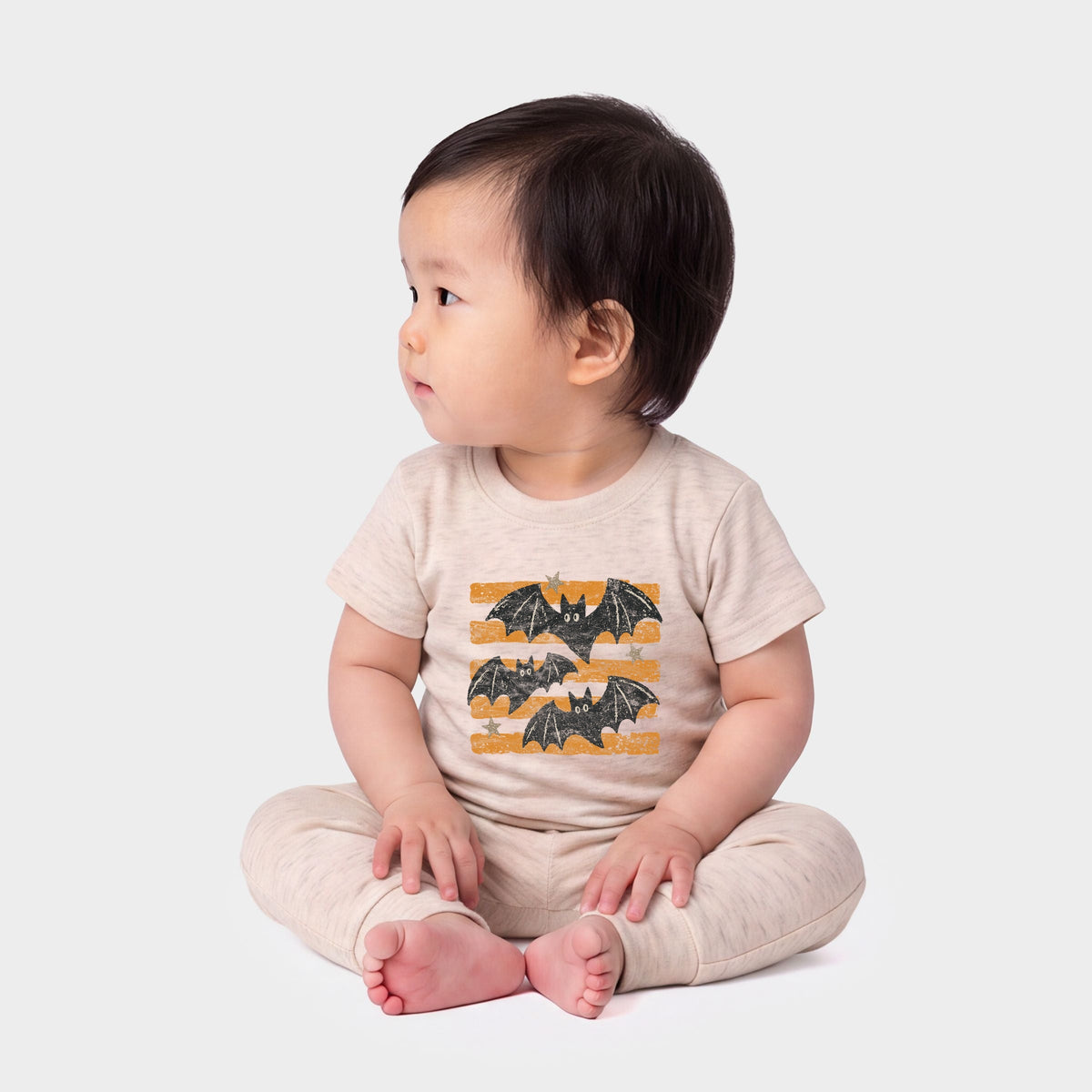 Bats Orange Stripes - Infant Jogger Pant Crew Set