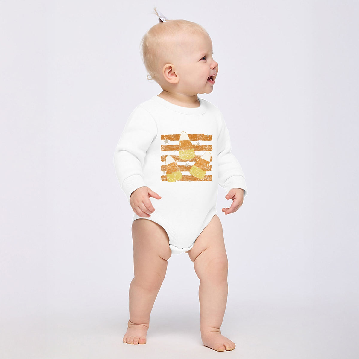Candy Corn Orange Stripes - Infant Fleece BodySuit