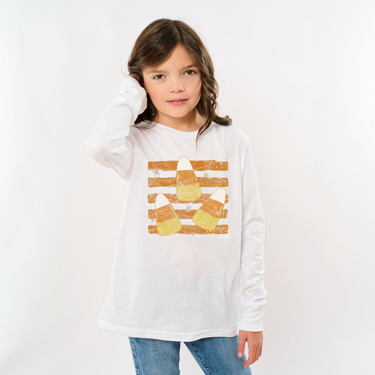 Candy Corn Orange Stripes - Youth Long Sleeve Graphic T-Shirt