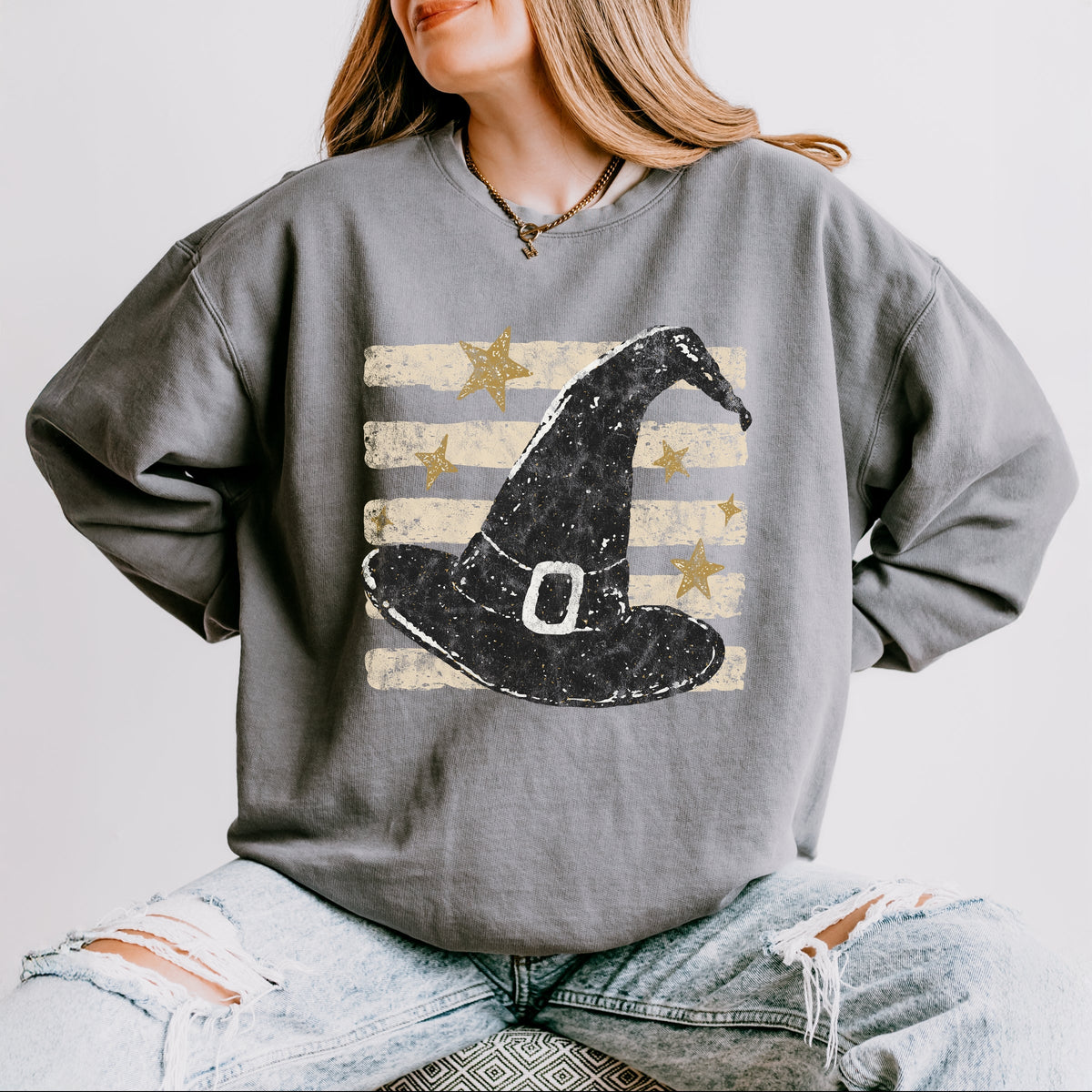 Witch Hat Stripes - Women's Lightweight Garment Dyed Sweatshirt