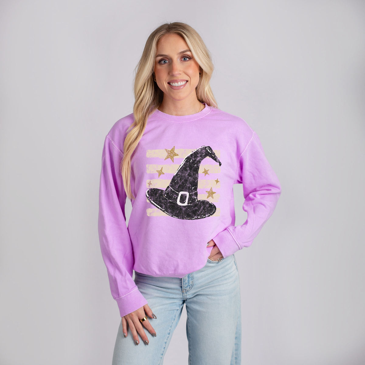 Witch Hat Stripes - Women's Lightweight Garment Dyed Sweatshirt