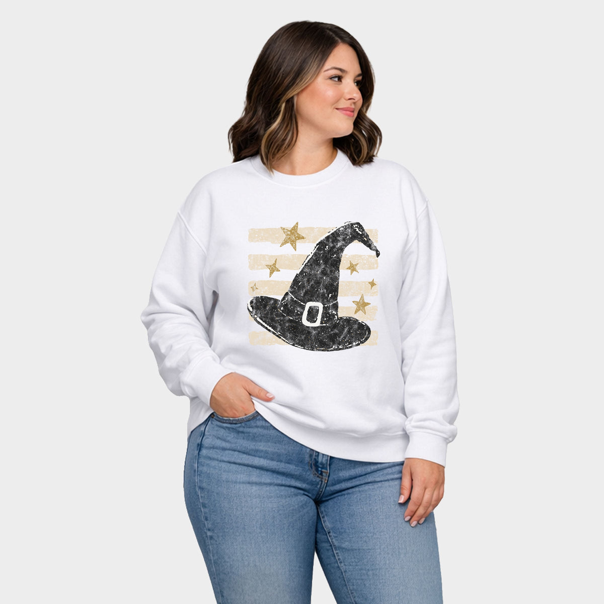 Witch Hat Stripes -  Women's Plus Sized Graphic Sweatshirt