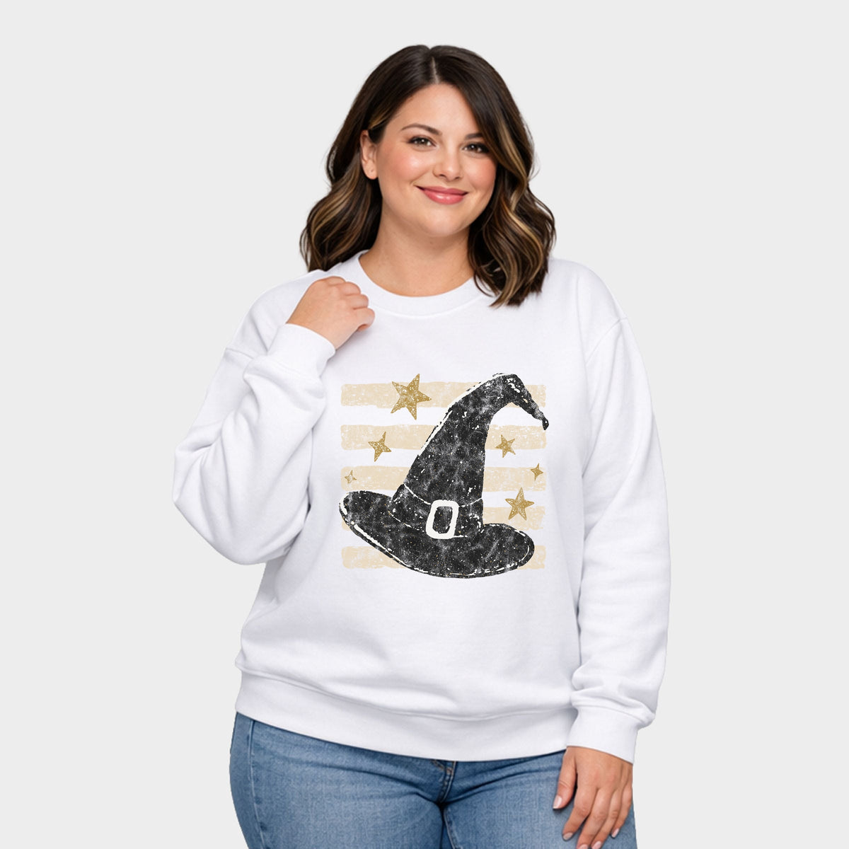 Witch Hat Stripes -  Women's Plus Sized Graphic Sweatshirt