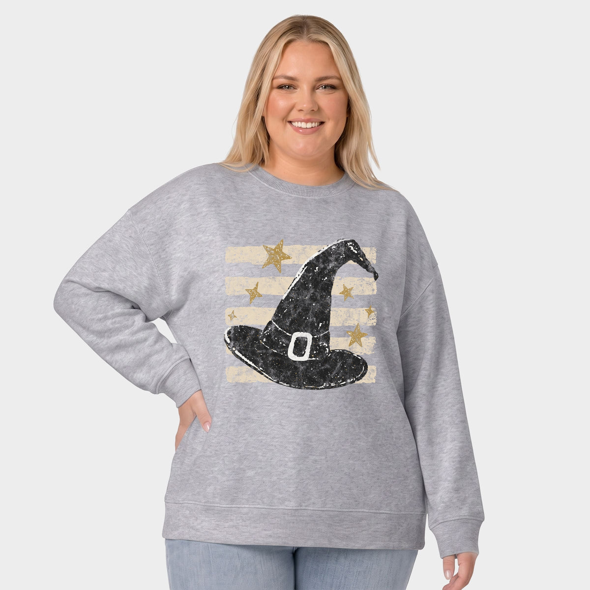 Witch Hat Stripes -  Women's Plus Sized Graphic Sweatshirt