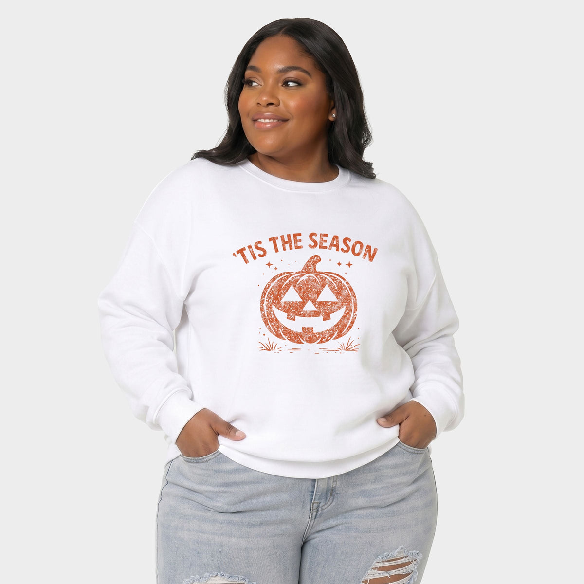 Tis The Season Jack O Lantern -  Women's Plus Sized Graphic Sweatshirt