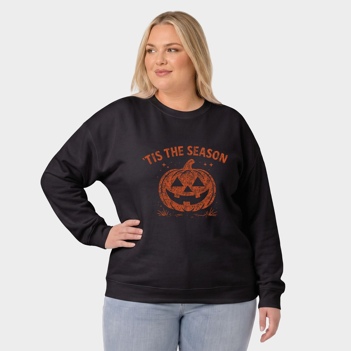 Tis The Season Jack O Lantern -  Women's Plus Sized Graphic Sweatshirt