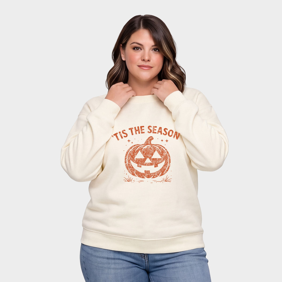 Tis The Season Jack O Lantern -  Women's Plus Sized Graphic Sweatshirt