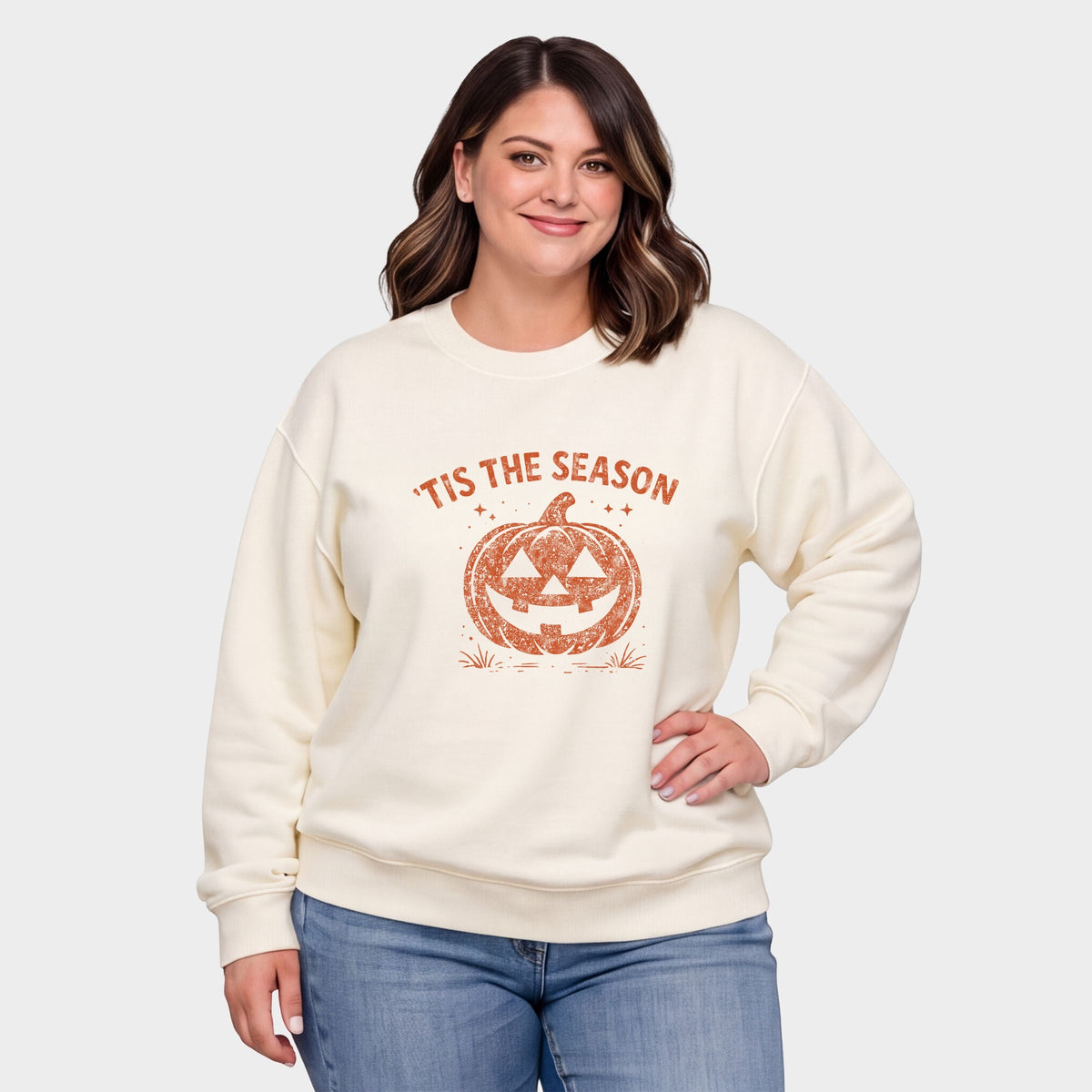 Tis The Season Jack O Lantern -  Women's Plus Sized Graphic Sweatshirt