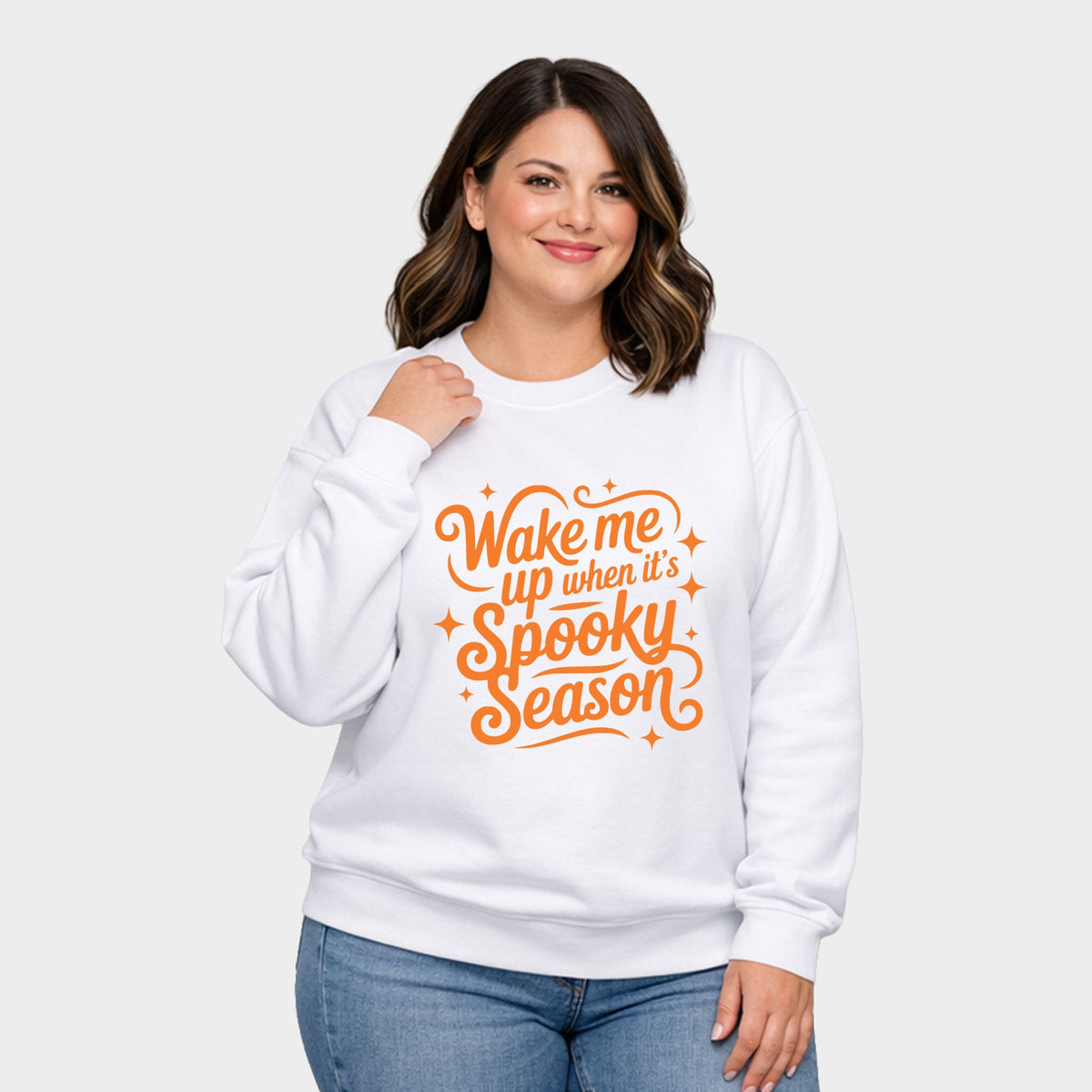 Wake Me Up When It's Spooky Season -  Women's Plus Sized Graphic Sweatshirt