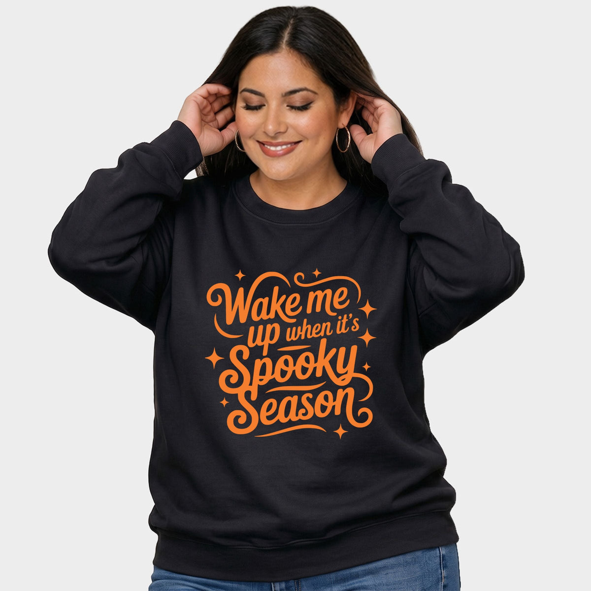 Wake Me Up When It's Spooky Season -  Women's Plus Sized Graphic Sweatshirt