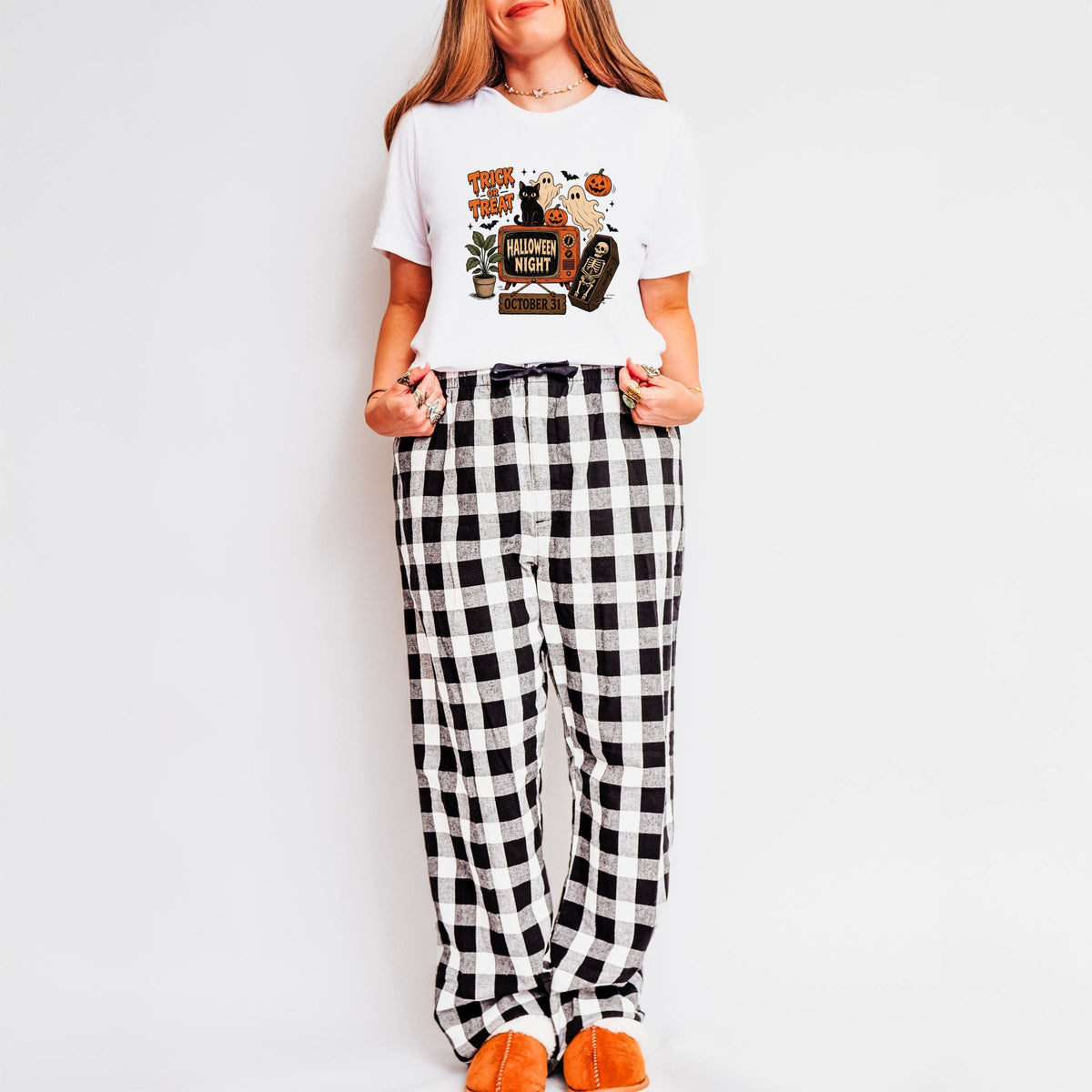 Trick Or Treat TV - Women's Plaid Pants and Tee Set