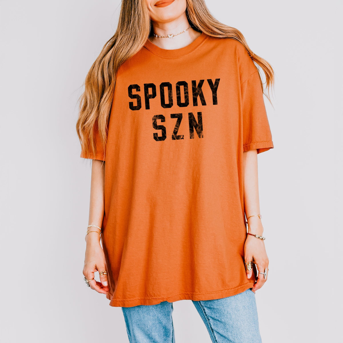 Spooky SZN Varsity - Women's Garment Dyed Graphic T-Shirt