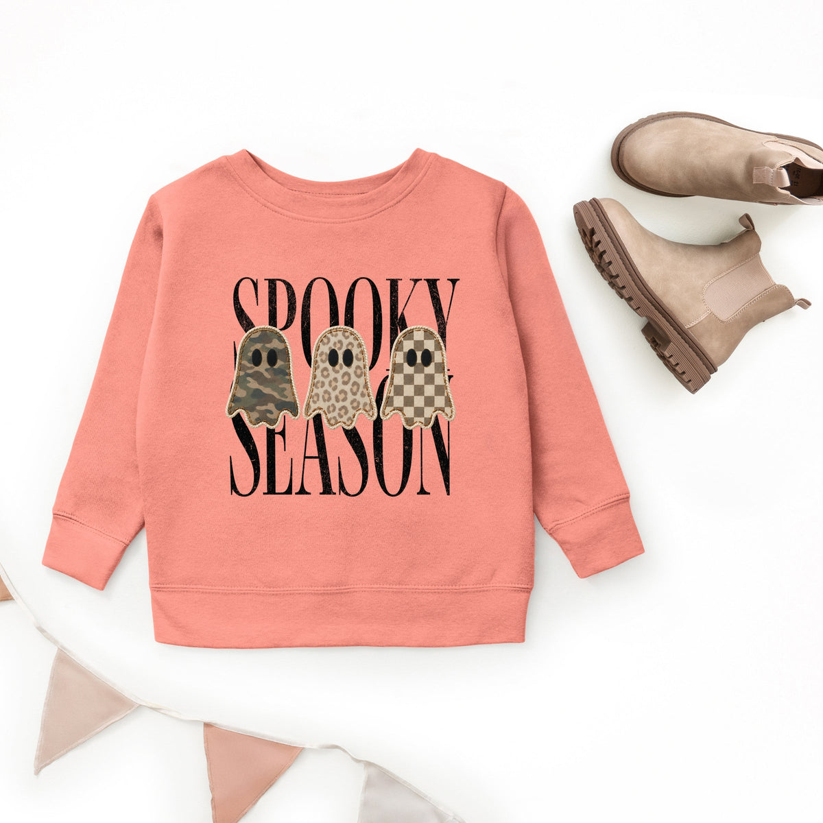 Spooky Season Patterned Ghosts PRINT - Youth Graphic Sweatshirt