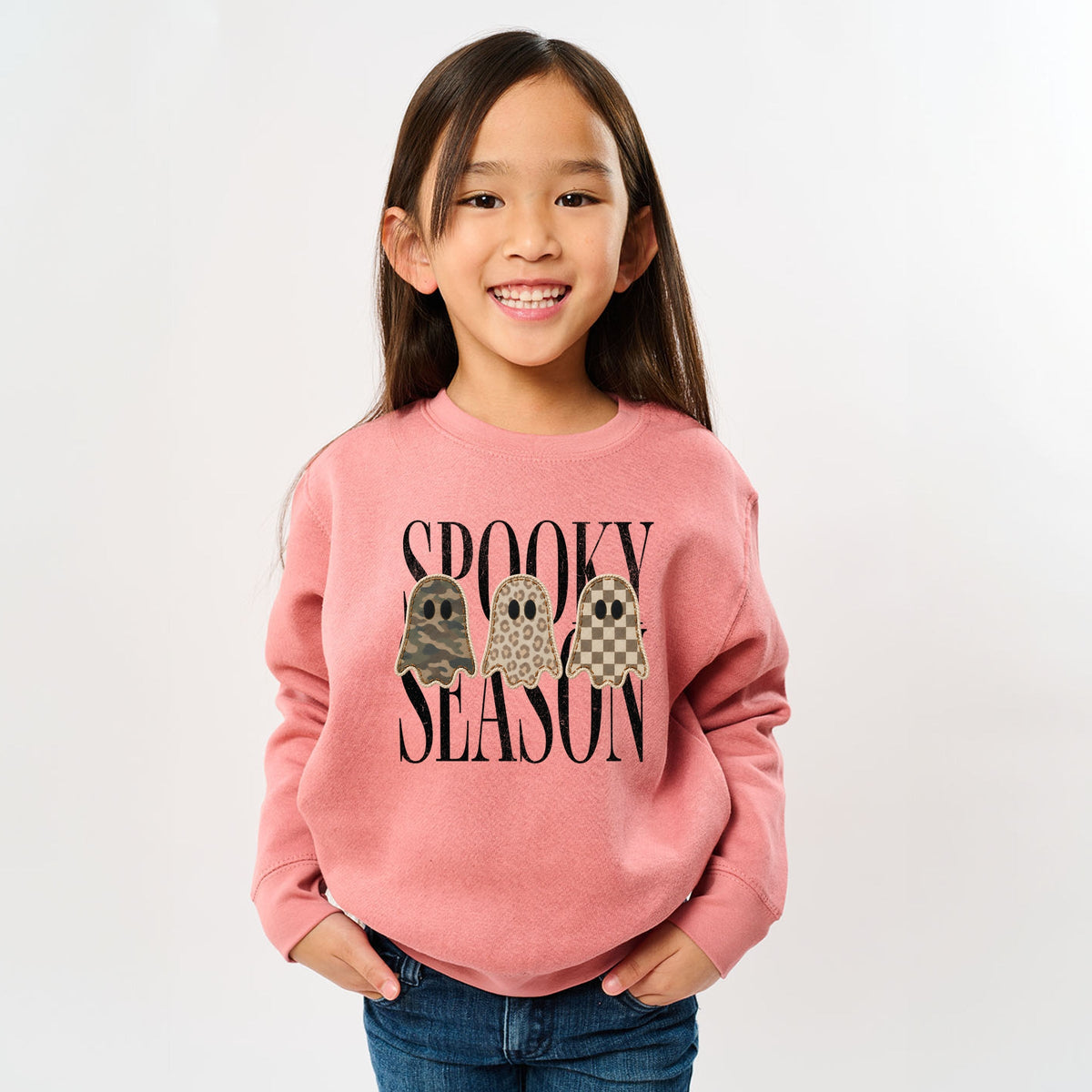 Spooky Season Patterned Ghosts PRINT - Youth Graphic Sweatshirt