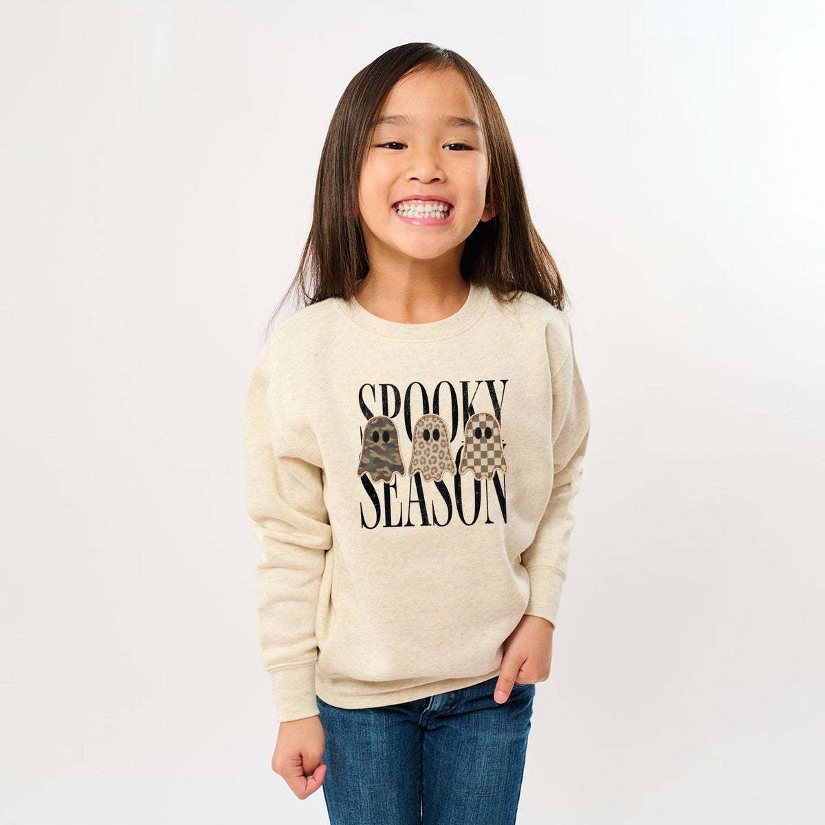 Spooky Season Patterned Ghosts PRINT - Youth Graphic Sweatshirt