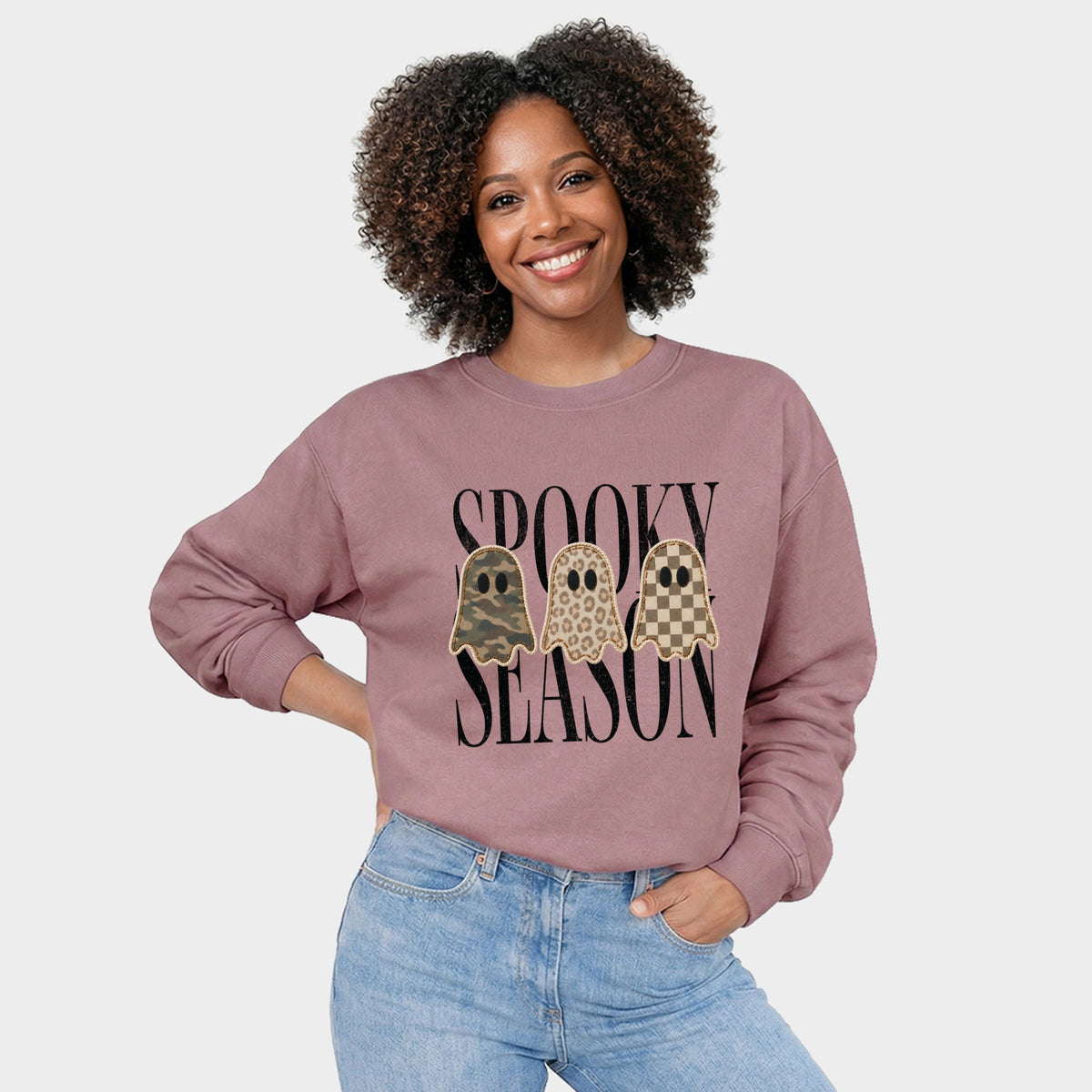 Spooky Season Patterned Ghosts PRINT - Women's Graphic Sweatshirt