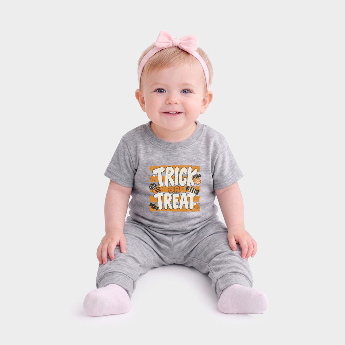 Trick or Treat Orange Stripes - Infant Jogger Pant Crew Set