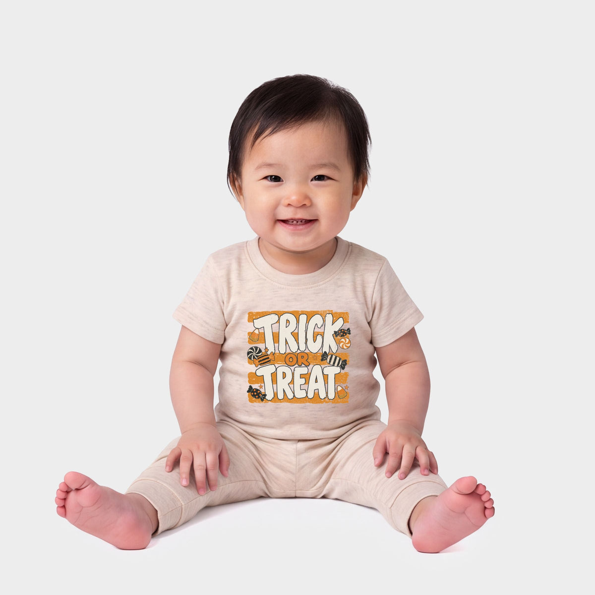 Trick or Treat Orange Stripes - Infant Jogger Pant Crew Set