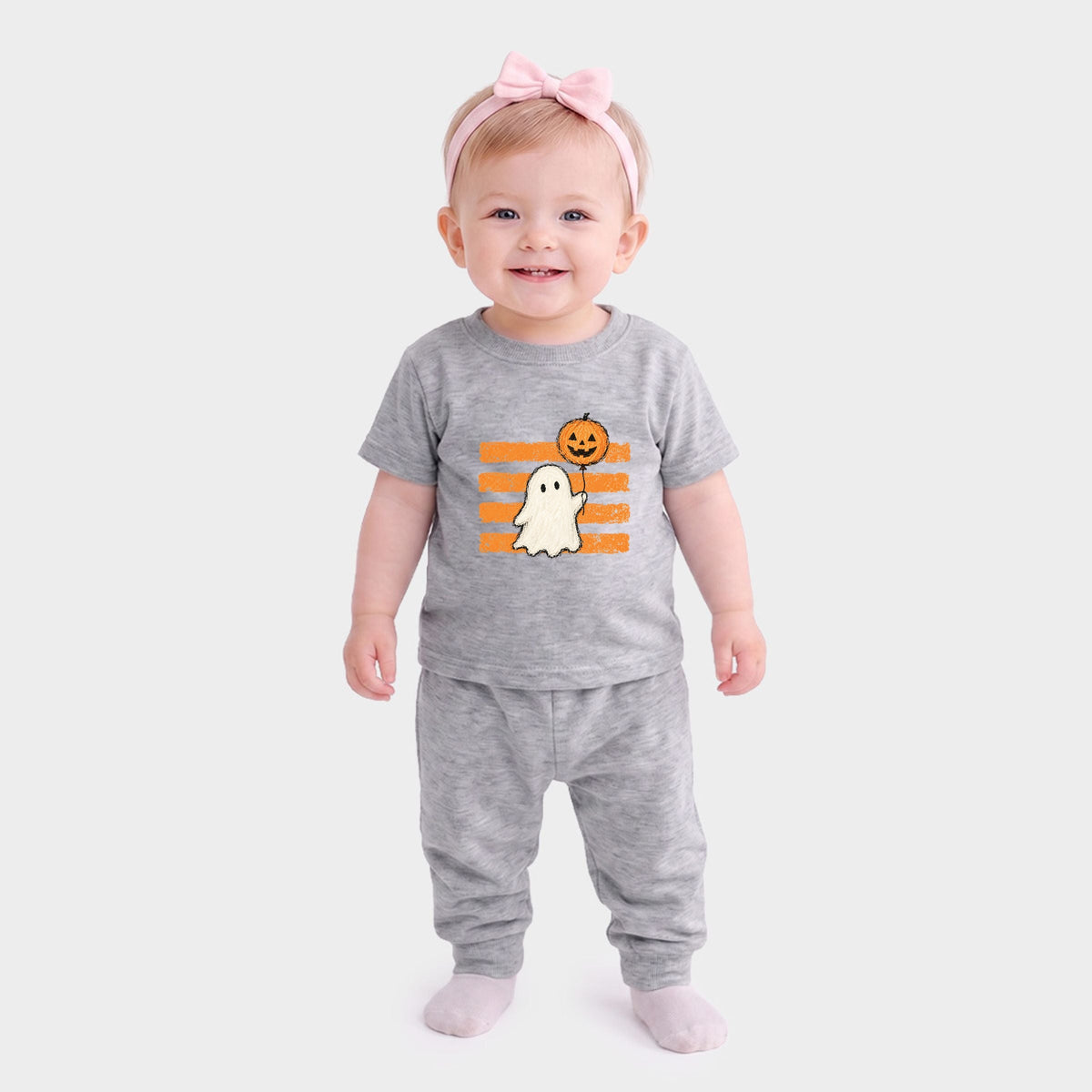 Ghost Balloon Stripes - Infant Jogger Pant Crew Set