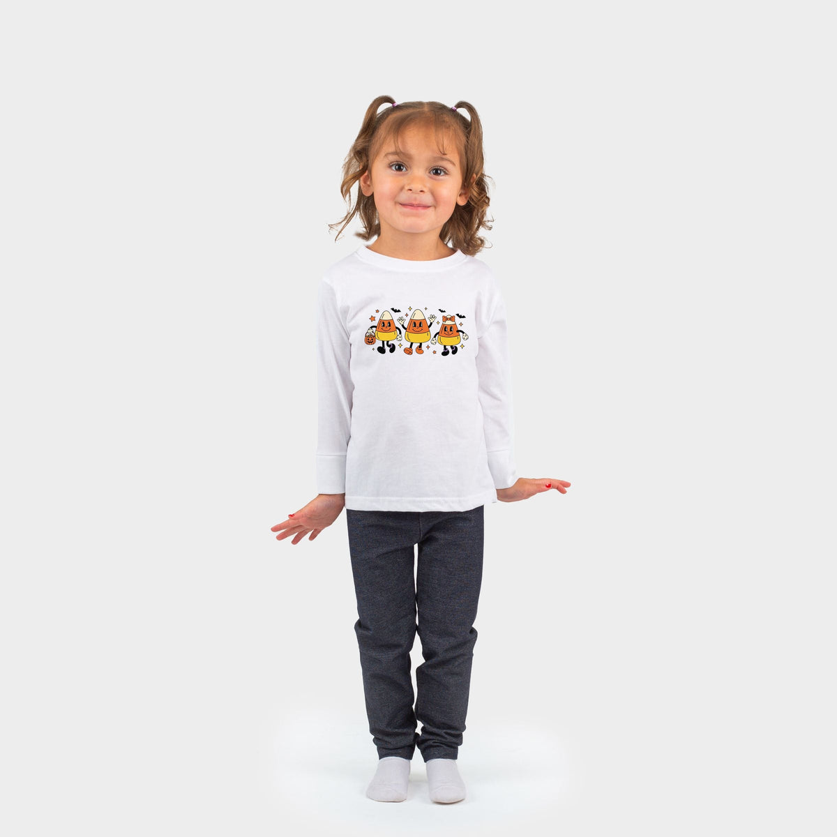 Candy Corn Retro Characters - Toddler Long Sleeve Graphic Tee