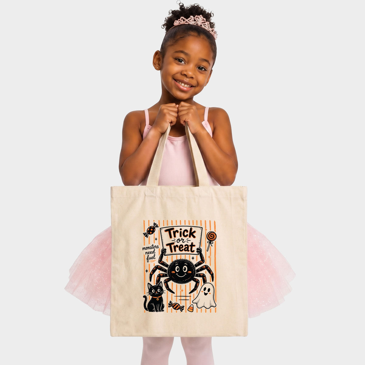 Trick or Treat Spider Stripes - Canvas Tote