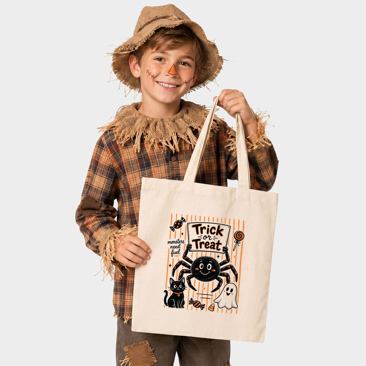 Trick or Treat Spider Stripes - Canvas Tote