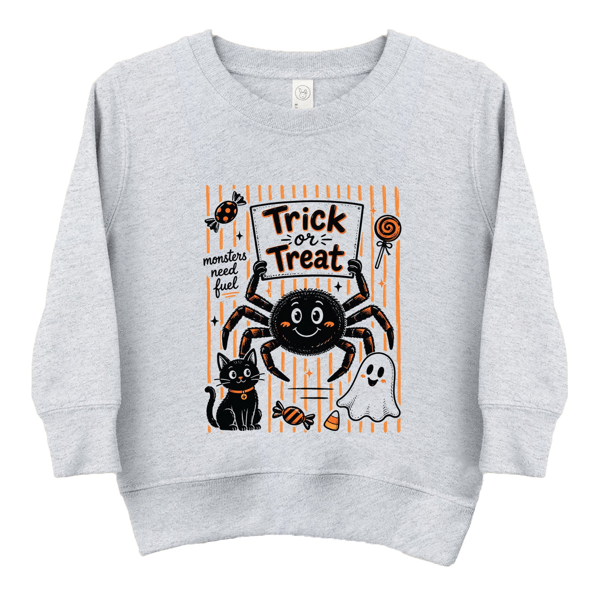 Trick or Treat Spider Stripes - Toddler Graphic Sweatshirt