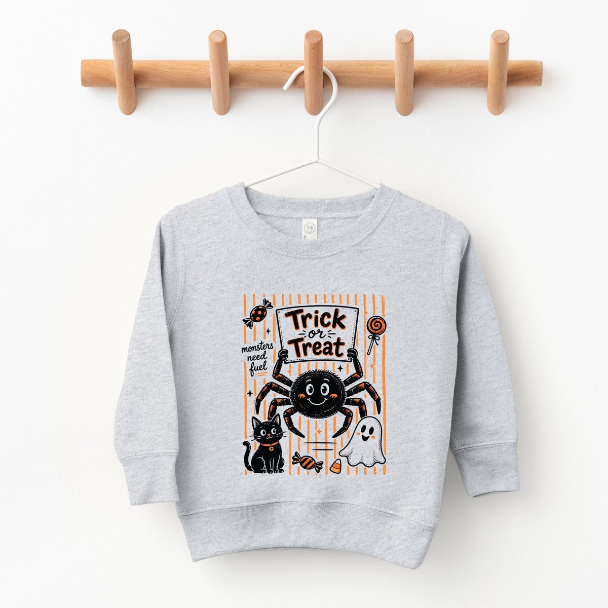 Trick or Treat Spider Stripes - Toddler Graphic Sweatshirt