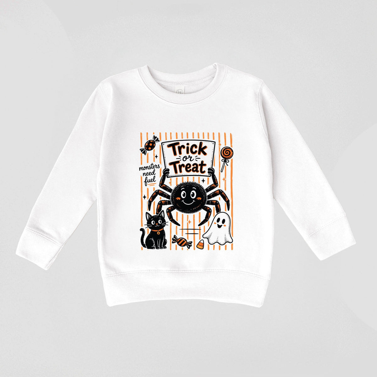 Trick or Treat Spider Stripes - Toddler Graphic Sweatshirt