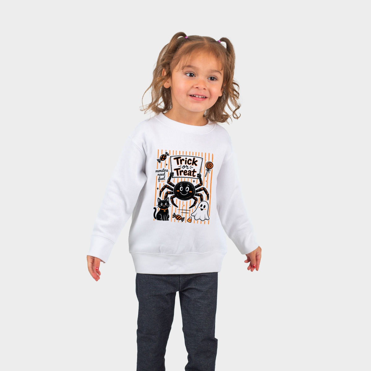 Trick or Treat Spider Stripes - Toddler Graphic Sweatshirt