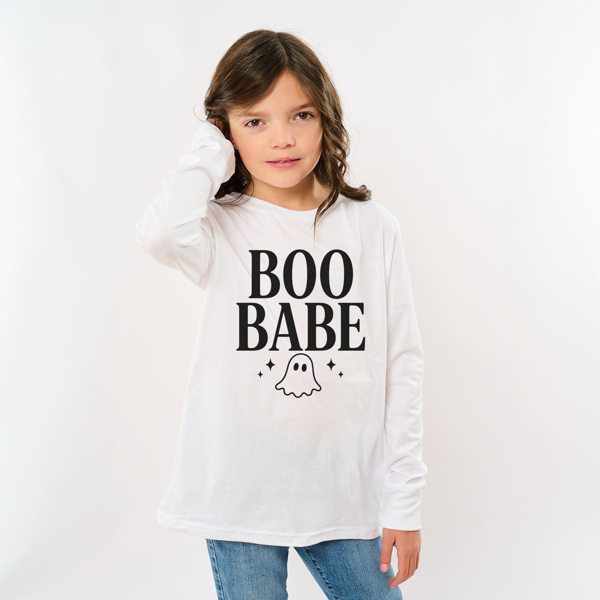 Boo Babe Ghost - Youth Long Sleeve Graphic T-Shirt