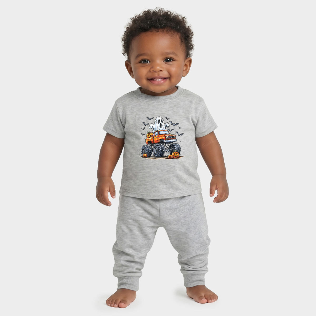 Monster Truck Ghost - Infant Jogger Pant Crew Set