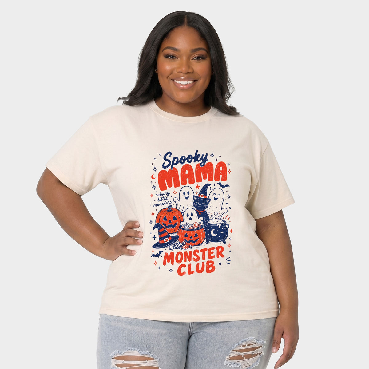 Spooky Mama Monster Club - Women's Plus Garment Dyed Tee