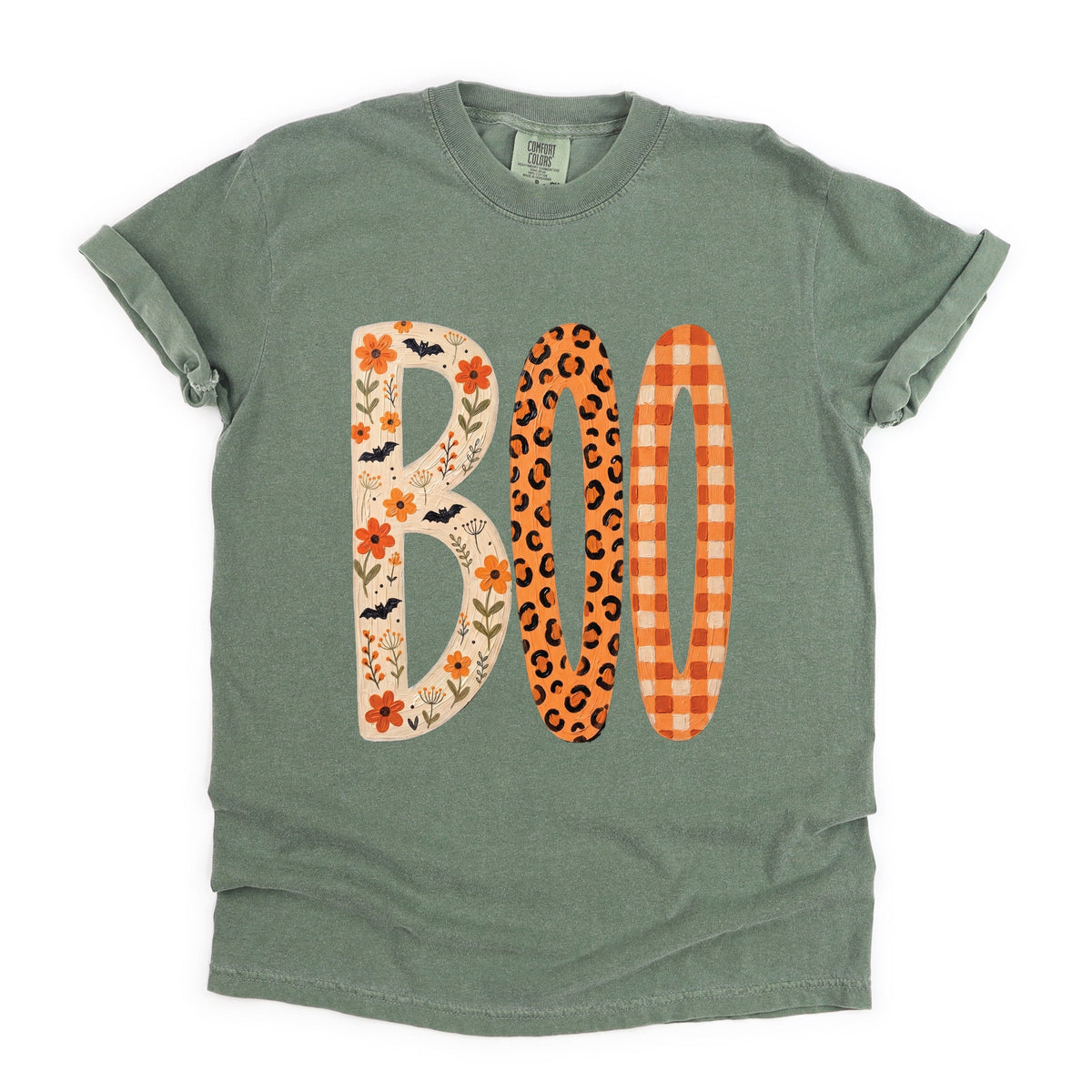 Boo Tall Pattern - Women's Garment Dyed Graphic T-Shirt