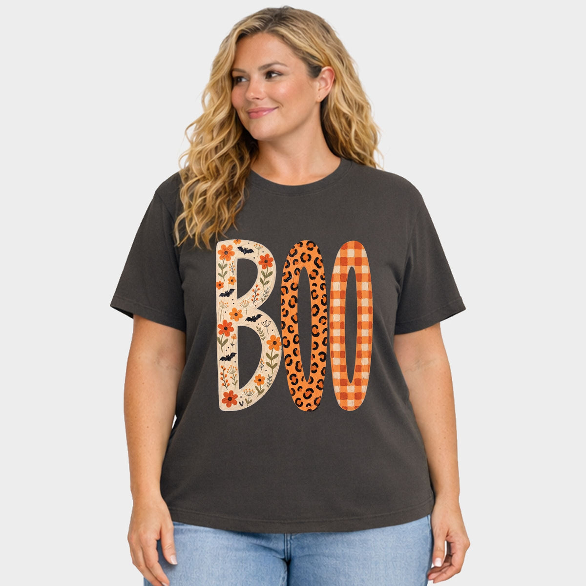 Boo Tall Pattern - Women's Plus Garment Dyed Tee
