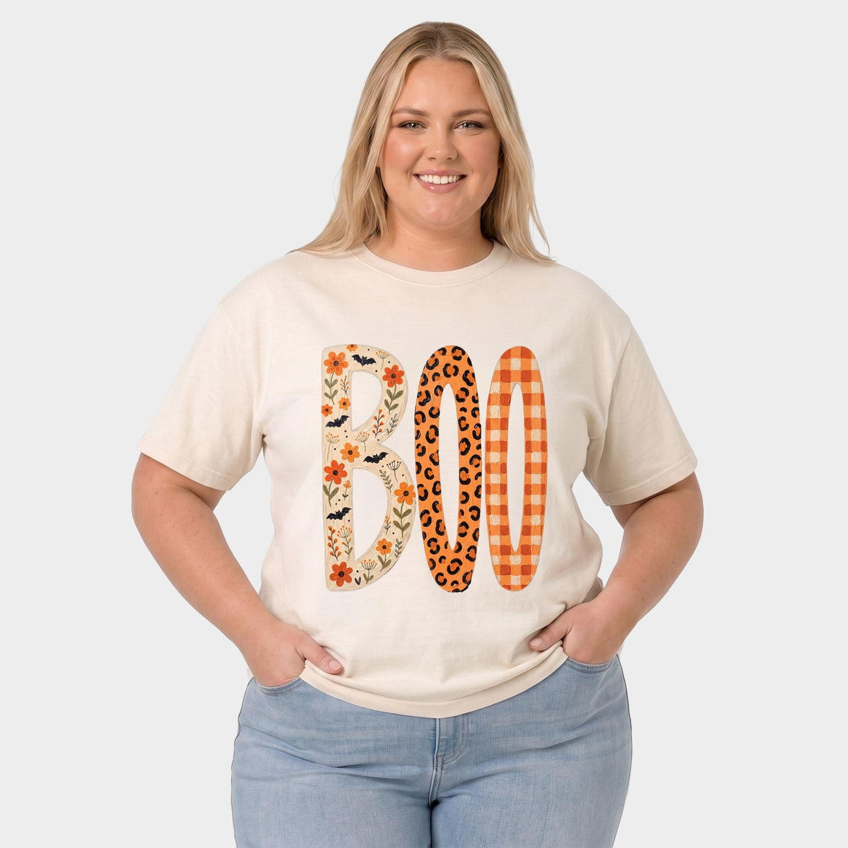 Boo Tall Pattern - Women's Plus Garment Dyed Tee