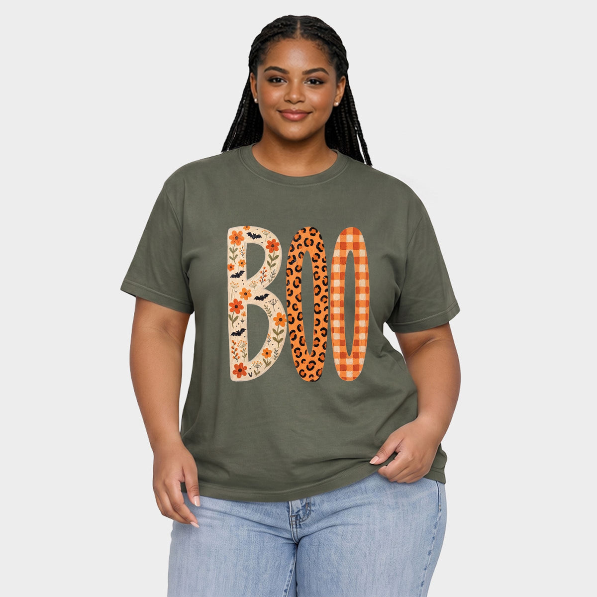 Boo Tall Pattern - Women's Plus Garment Dyed Tee