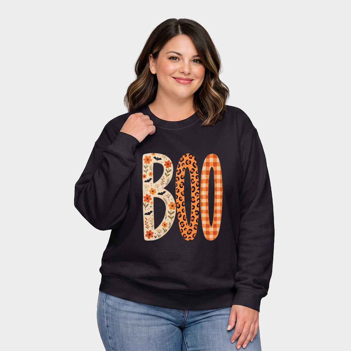 Boo Tall Pattern - Women's Plus Sweatshirt