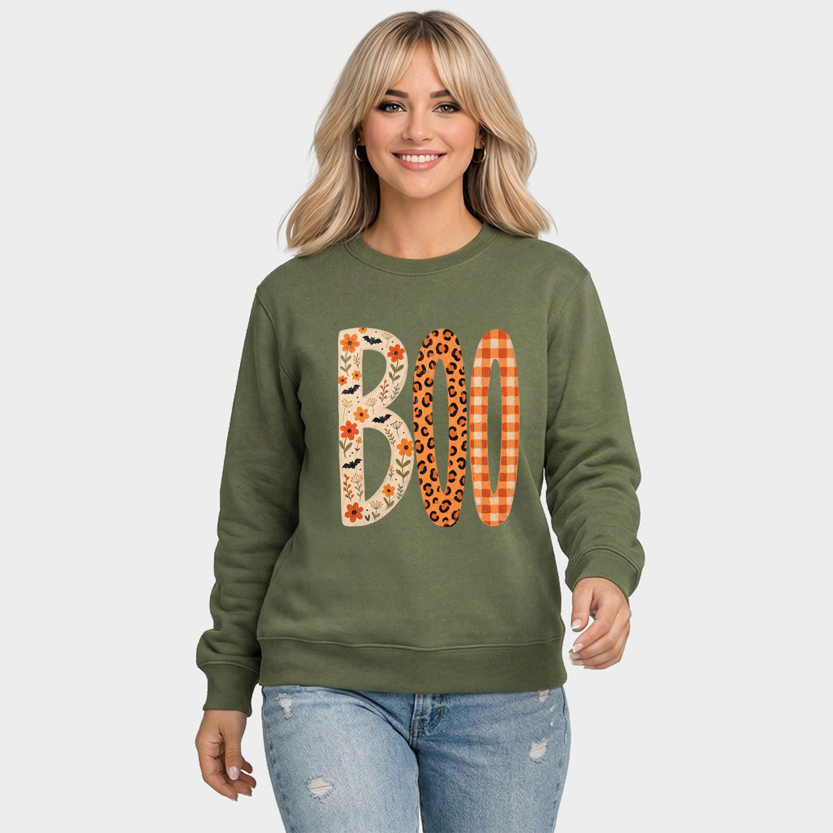 Boo Tall Pattern - Women's Graphic Sweatshirt