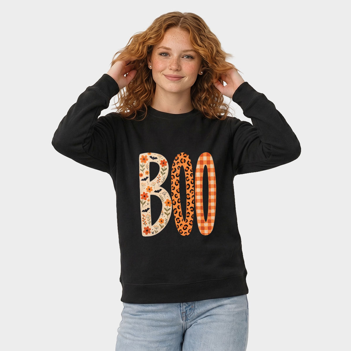Boo Tall Pattern - Women's Graphic Sweatshirt