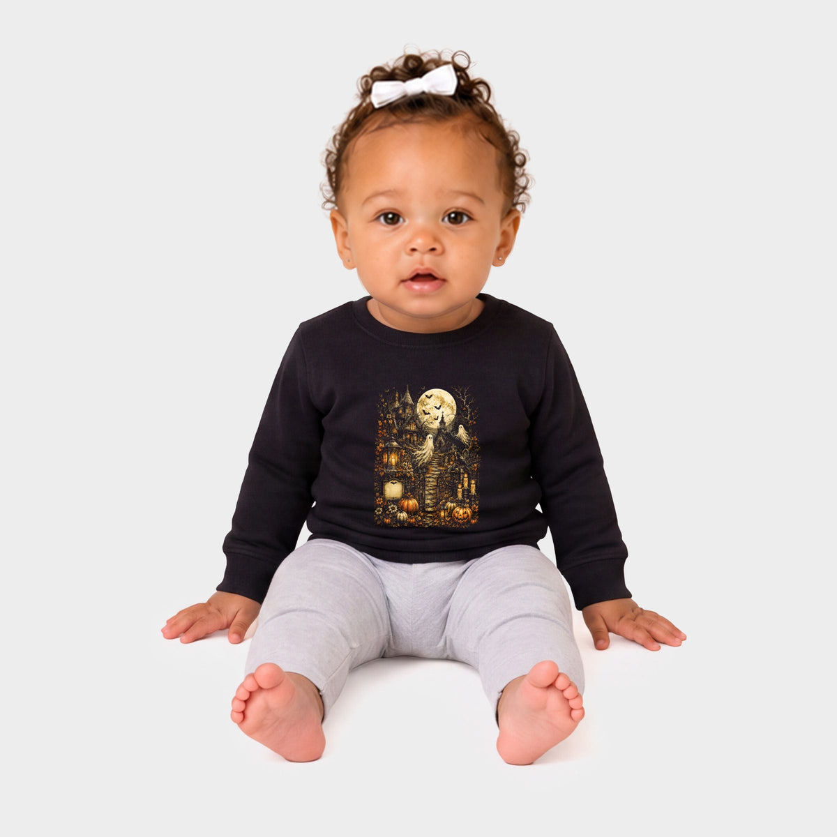 Halloween House and Moon - Infant Crew Fleece Sweatshirt