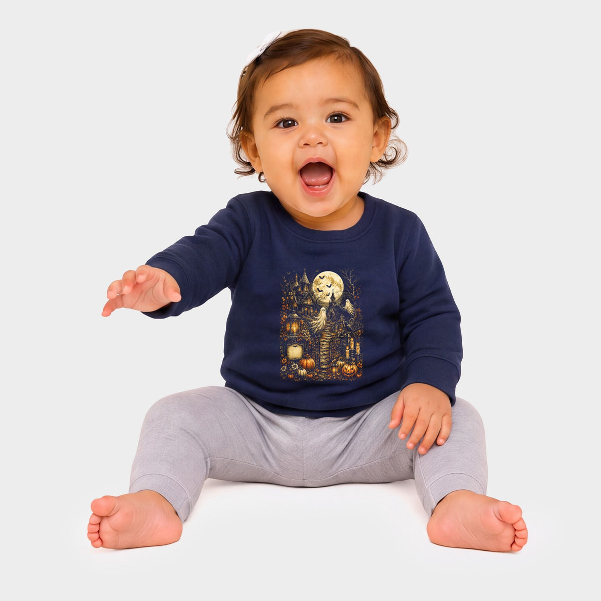 Halloween House and Moon - Infant Crew Fleece Sweatshirt