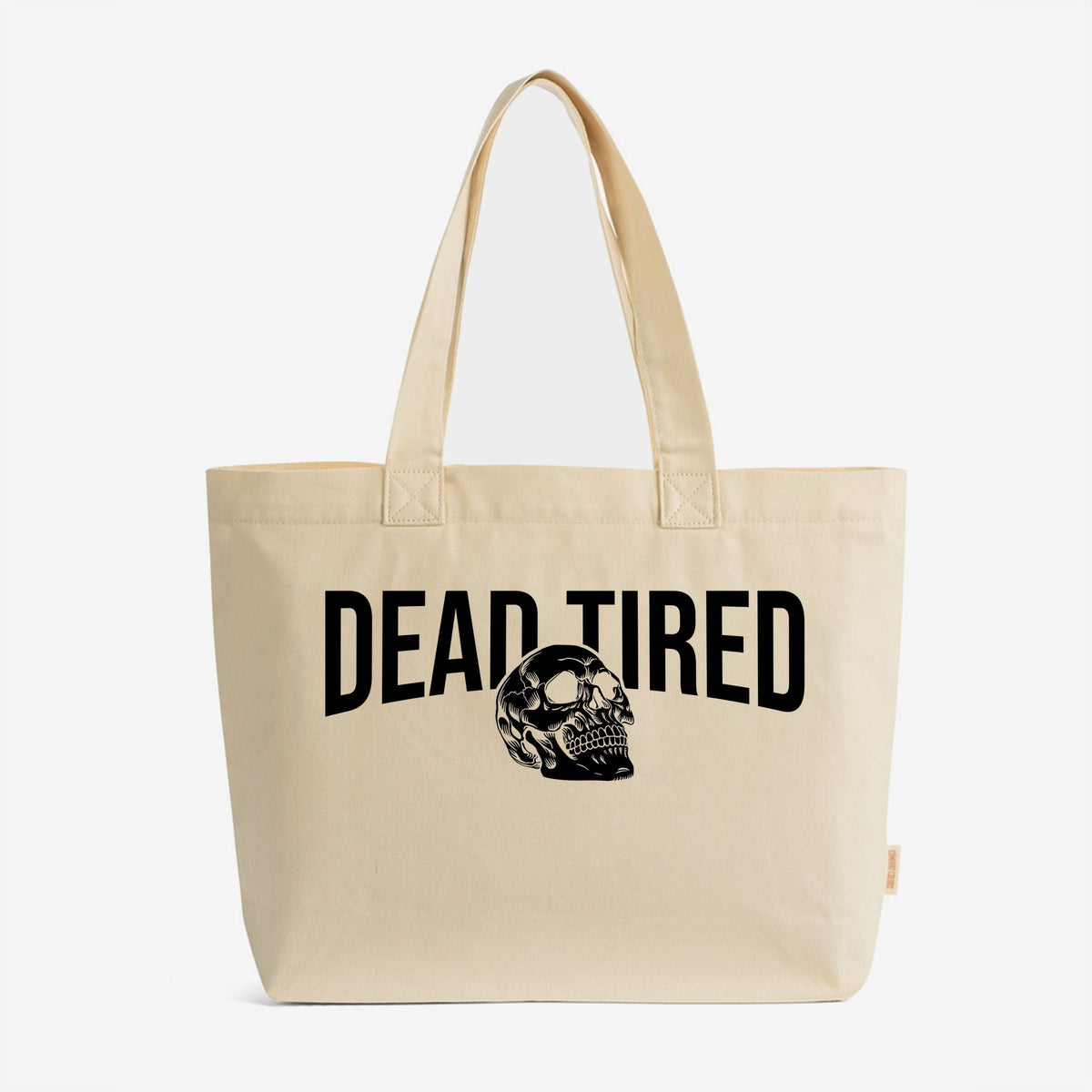 Dead Tired Skull - Zippered Canvas Tote