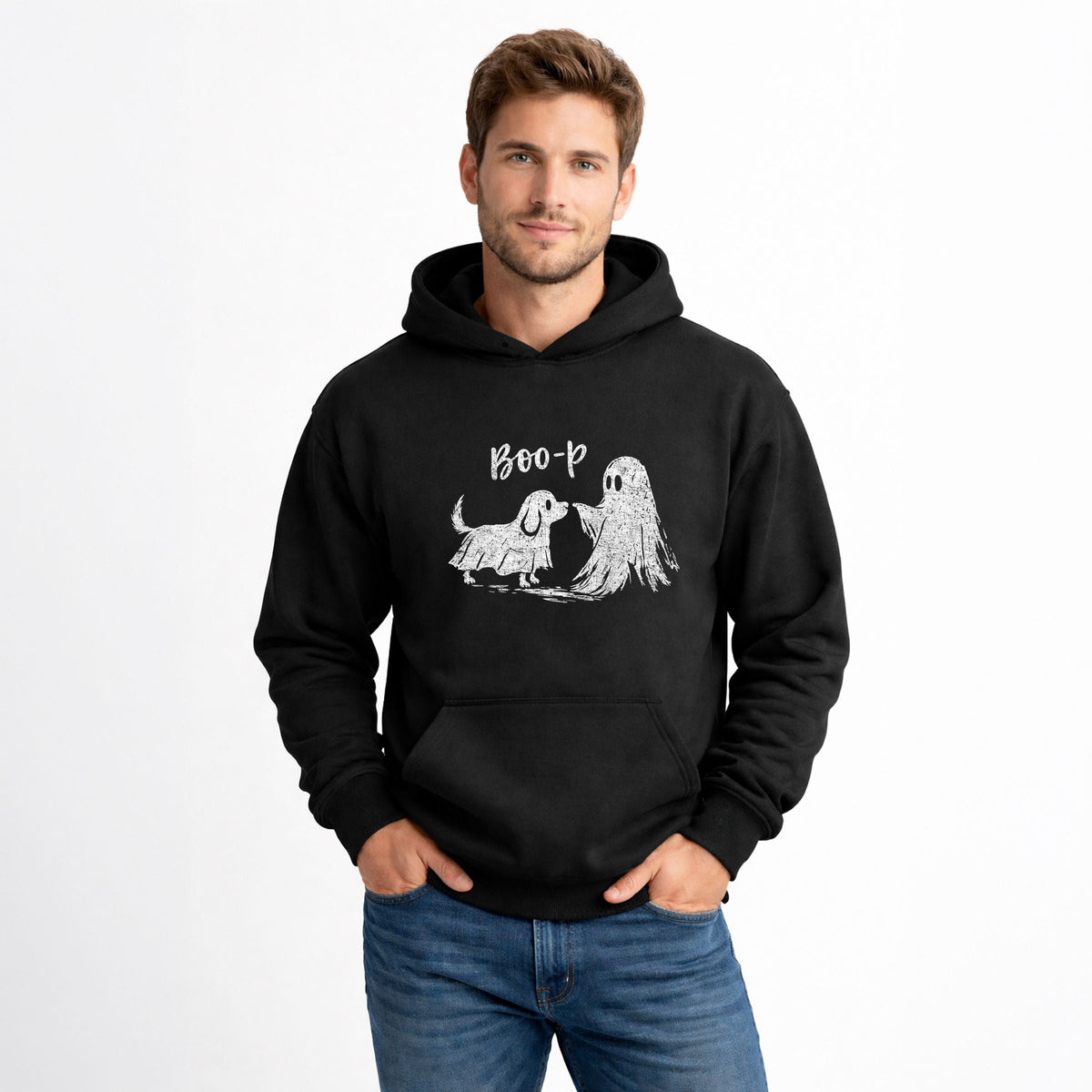Boo-P Ghost and Dog - Men's Graphic Hoodie