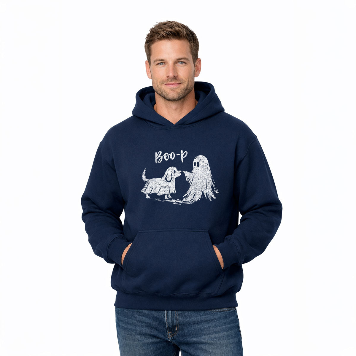Boo-P Ghost and Dog - Men's Graphic Hoodie